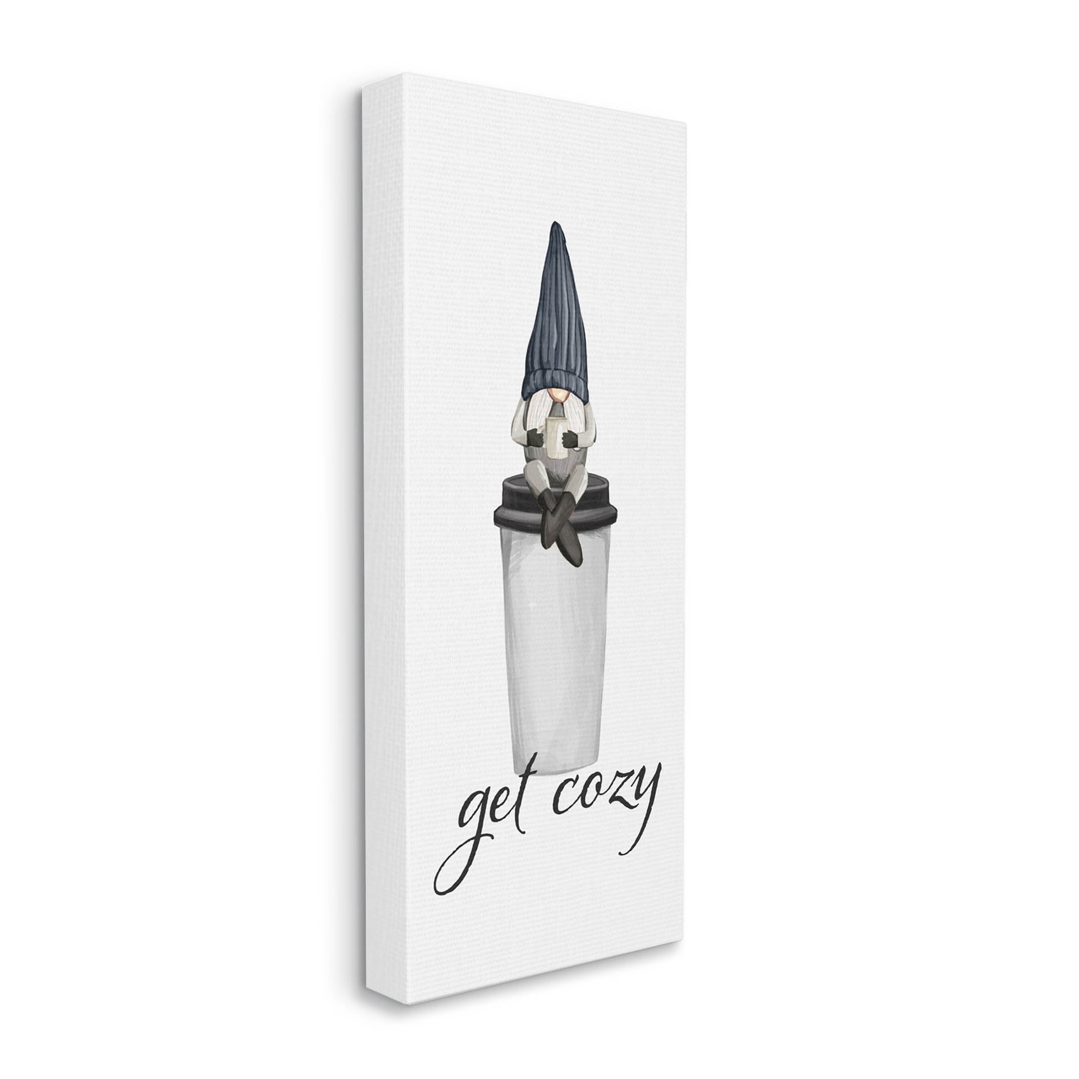 Get Cozy Sipping Coffee Gnome Fairy Tales & Fantasy Graphic Art Gallery Wrapped Canvas Print Wall Art