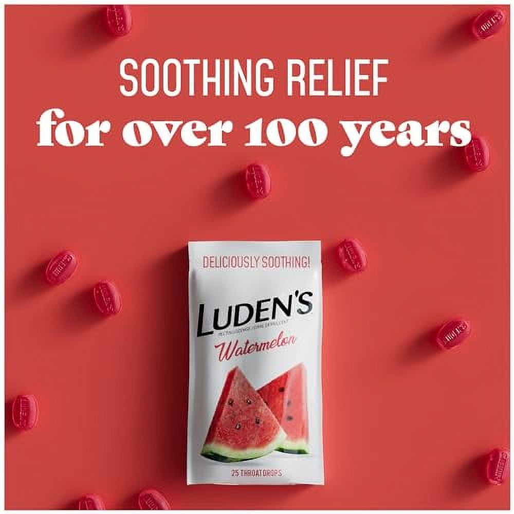 Luden's Watermelon Throat Drops, Sore Throat Relief, 25 Count, 6 Packs