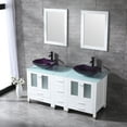 thumbnail image 5 of 60 Inch White Bathroom Vanity Cabinet Optional Double Sink Combo Tempered Glass Top Mirror, 5 of 6