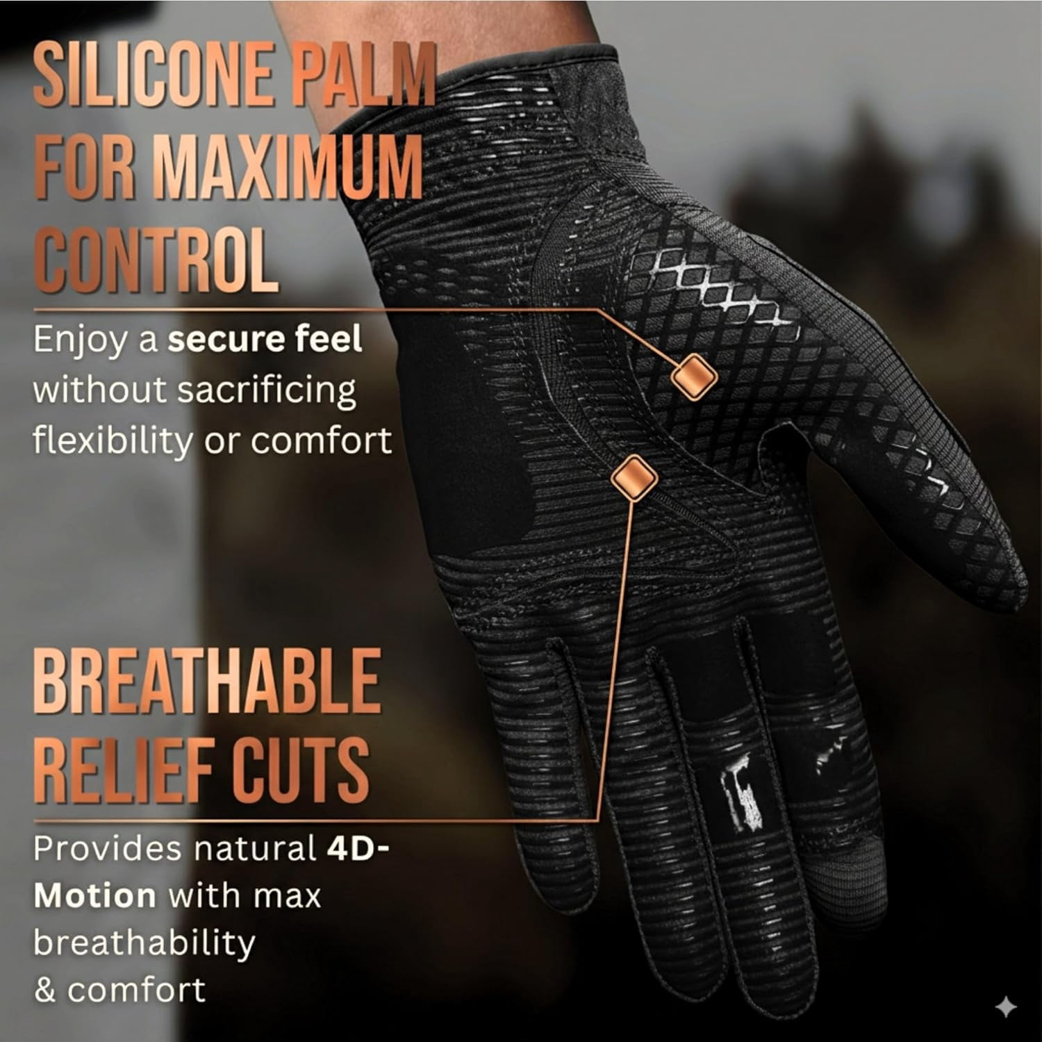 Copper Tech Plus Golf Gloves Men (2nd Gen) | Copper Compression Joint Support Golf Glove (Black/Black, X-Large, Right)