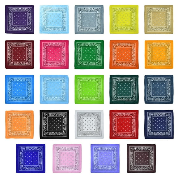 Double Sided Paisley Bandanas - 100% Cotton Head Wrap Scarf for Men & Women, Western Cowboy Style, Multipurpose Face Mask & Wristband Clearance