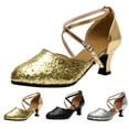 thumbnail image 5 of AZZAKVG Sandals for Womens Latin Dance Shoes Heeled Ballroom Salsa Tango Party Sequin, 5 of 9