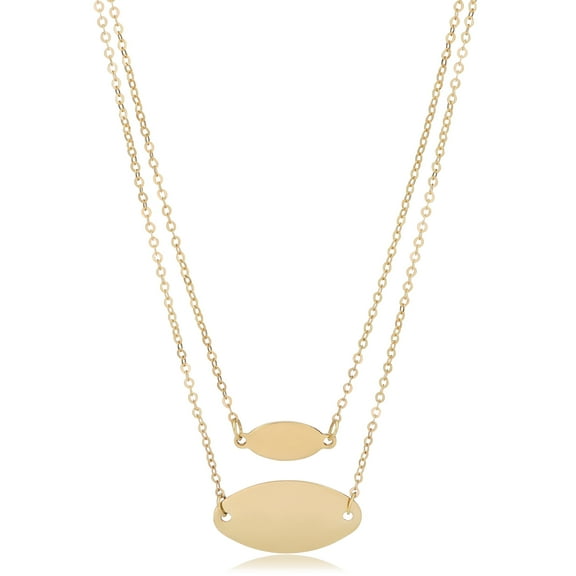 KoolJewelry 14k Yellow Gold Oval Disc Layered Necklace (18 inch)