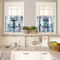 thumbnail image 2 of Anchor Valance and Tier Set, Hawaiian Ocean Animal Teal Small Half Window Tier Curtain, Valance Window Treatment Decor for Kitchen/Bedroom 54x18 & 27x36x2, 3 Panel, 2 of 4