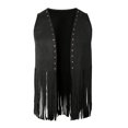 thumbnail image 5 of Western Cowboy Vest Men 70s Hippie Suede Tassel Fringe Vest Open Front Cardigan Jacket Outerwear, 5 of 6
