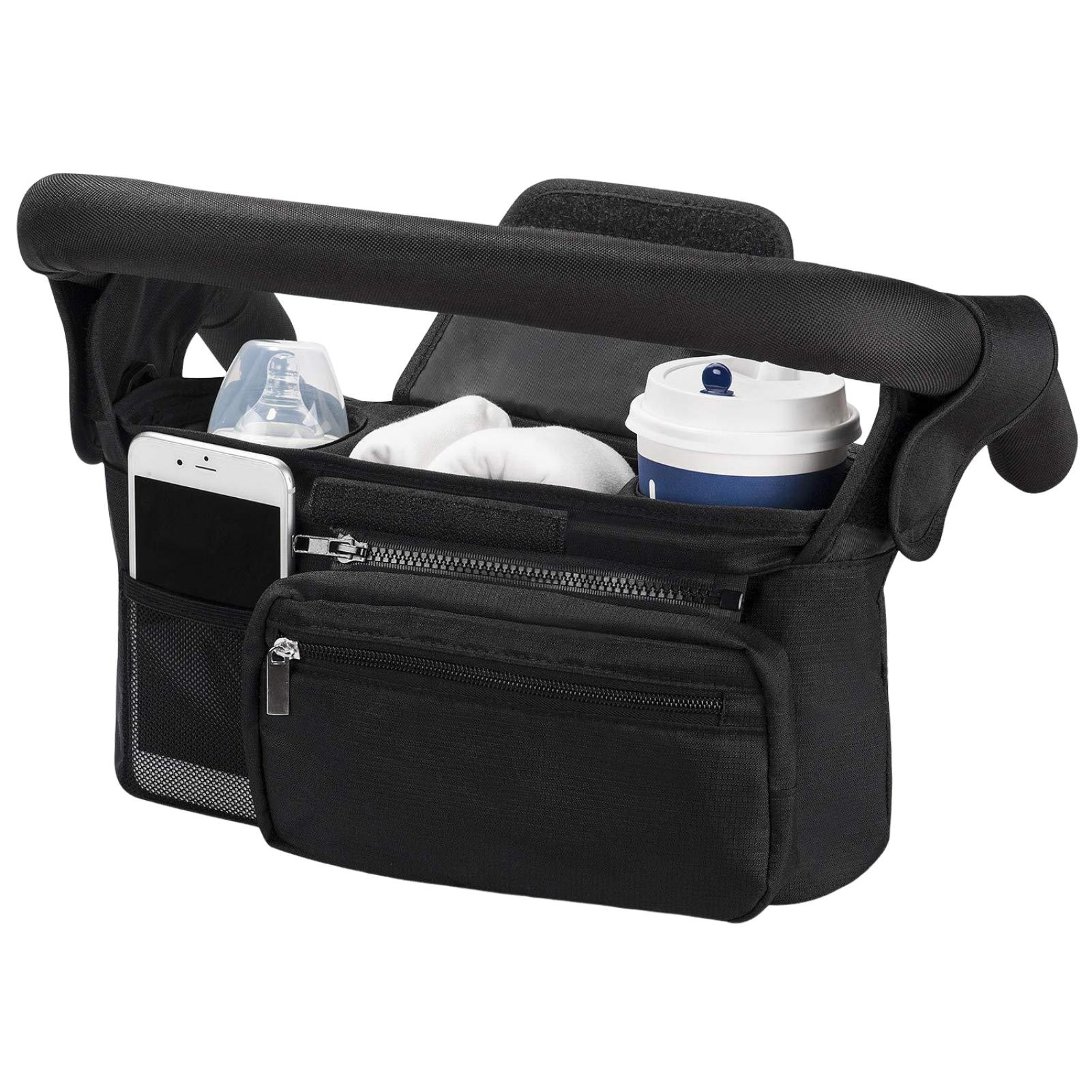 Opvise Baby Stroller Organizer Bag Insulated Feeding Bottle Tissue Holder Detachable Zipper Phone Pouch Oxford Cloth Multifunctional Stroller Hanging Bag