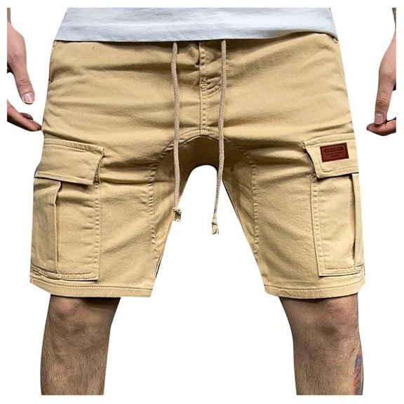 Abcnature Men's Athletic Shorts, Sports Gym Running Short Pants, Men's Casual Sport Fit Running Joggers Pocket Sweats Shorts, Cargo Casual Hiking Shorts Khaki 3XL