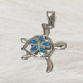 thumbnail image 3 of Beautiful Hawaiian Blue Opal Plumeria Sea Turtle Necklace, Sterling Silver Opal Plumeria Turtle Pendant, N6159 Birthday Valentine Mom Gift, 3 of 9