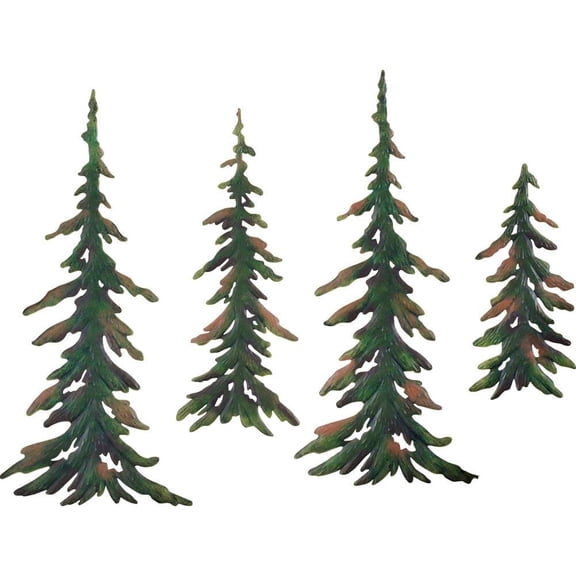 Collections Etc Evergreen Pine Tree Metal Wall Decor Set of 4