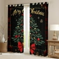 thumbnail image 2 of Manfei Black Green Xmas Tree Black Out Curtains, Fairy Tale Princess Bowknot Curtains Pack of 2 (42x63 Each), Happy New Year Bedroom Curtains, Window Curtains Bedroom Decor, 2 of 6