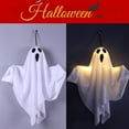 thumbnail image 3 of Halloween Decorations 19.6" Hanging Ghosts Light Up Kit Decor Warm LED Ghost Light Indoor Bedroom Wall Outdoor Fall Party Garden Patio Front Porch Yard Scary Cute Halloween Ghost Decor Gifts,5PCS, 3 of 4
