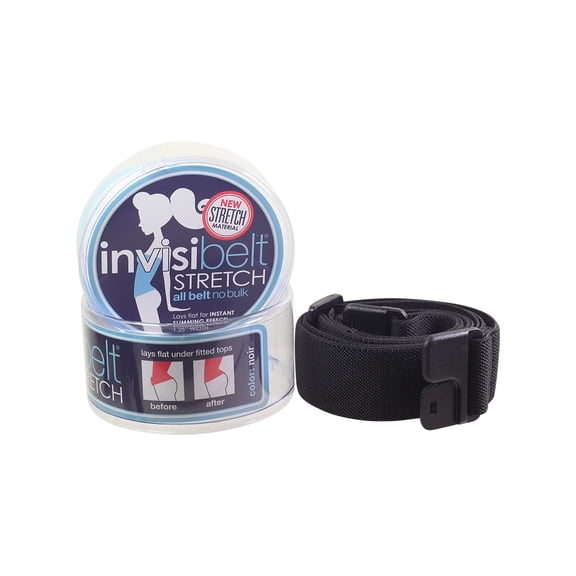 Invisibelt No Show Women’s Stretch Belt: Adjustable Flat Belt, Black, One Size