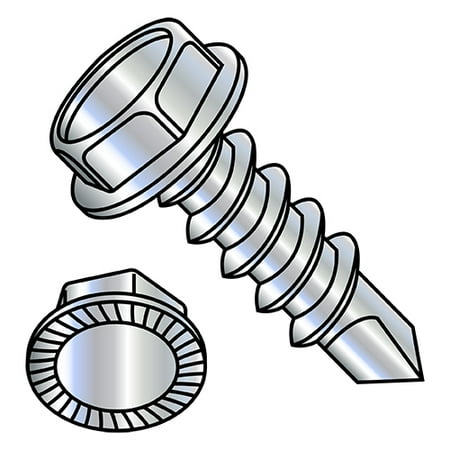 

8-18X5/8 A/F.244-.250 Head Hgt.096-.110 Unslotted Hex Washer Serrated Self Drill Full Thread Zinc (Pack Qty 5 000) BC-081014KWS