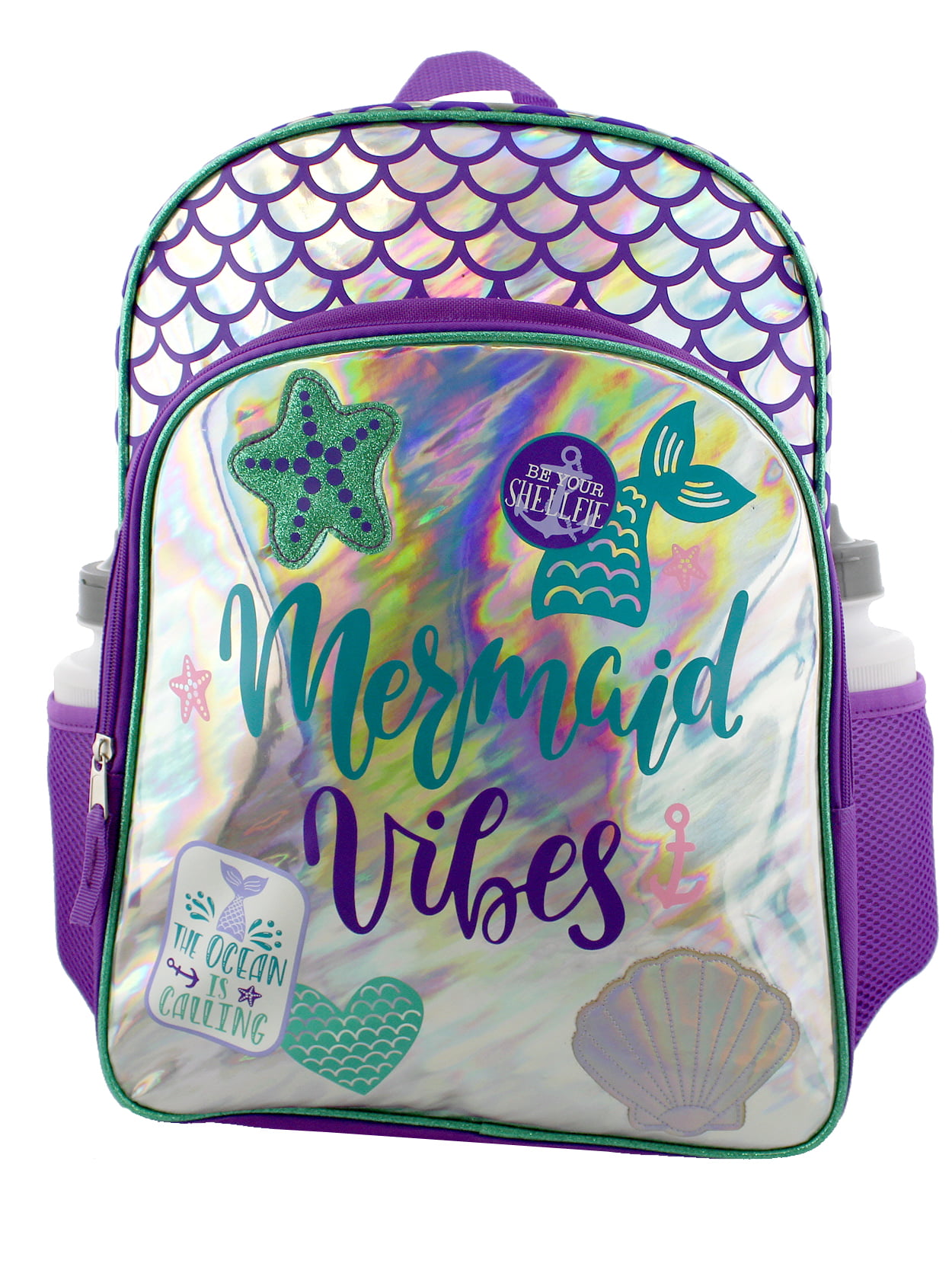 RLGPBON Mermaid Gifts for Girls Drawstring Backpack,Makeup Bag,Mermaid Jewerly Necklace Bracelet，Hair Ties