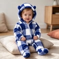 thumbnail image 6 of Maqroz Kids Boy Girl Plaid Fleece Romper Long Sleeve Hooded Jumpsuit Pajamas Winter Warm Bodysuit Sleepwear, 6 of 6