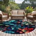 thumbnail image 4 of Round Rugs 5Ft, Teal Red Round Area Rug Washable Indoor Throw Carpet, Abstract Vintage Botanical Soft Non Slip Circle Rug for Cabinet Bathroom Home Decor Aesthetic, 4 of 8