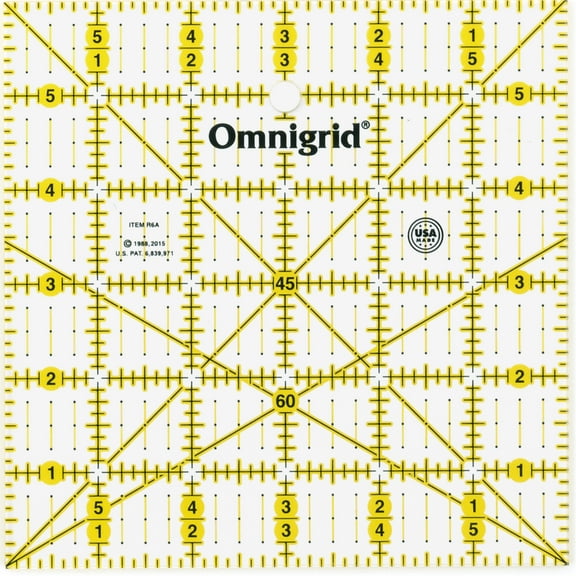 Omnigrid 6" Ruler with Angles, Square Quilter's Ruler