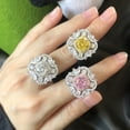 thumbnail image 5 of 2.5 Carat Cushion Cut Engagement Rings for Women CZ Simulated Yellow Diamond Ring S925 Sterling Silver Cocktail Party Ring Pink Gemstone Rings, 5 of 6