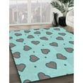 thumbnail image 3 of Ahgly Company Machine Washable Indoor Round Transitional Tron Blue Area Rugs, 3' Round, 3 of 7