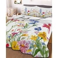 thumbnail image 3 of Quilts Twin XL Size, Spring Floral Soft Comforter Bedding Set for Bed, Colorful Summer Watercolor Botanical Lightweight Quilted Bedspread with Pillow Cover(2 Pieces) for All Season, 68x98 Inch, 3 of 6