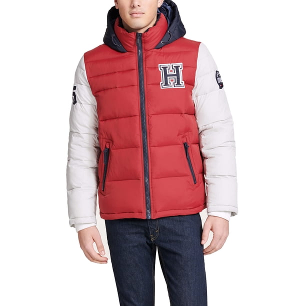 Chaqueta Tommy Hilfiger para hombre con capucha, acolchada, color rojo, talla XS