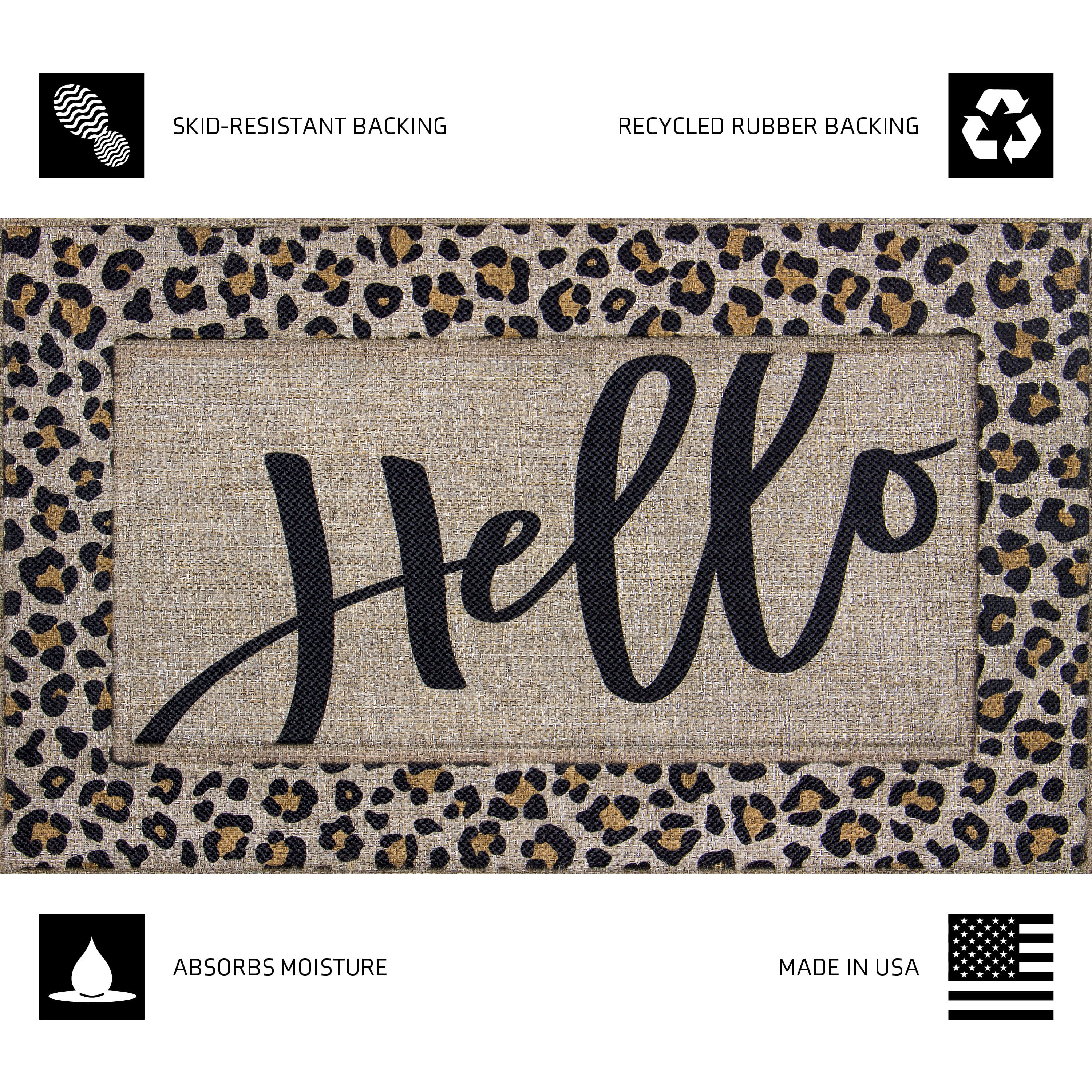 Mainstays Soho Woven Carpet Sisal Hello Leopard Entryway Doormat, 18" x 30"
