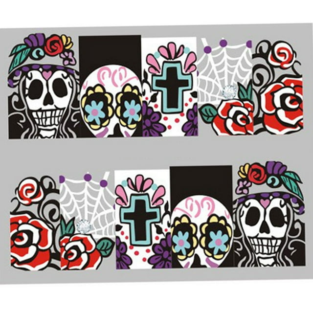Halloween Nail Art Sticker Rétro Style Nail decor Nail decor Nail Sticker Wraps Tatouages Manucure Fleur Fantôme Crâne Autocollant