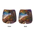 thumbnail image 3 of Gukieu Colorful Maple Leaf Beach Turtle Print Women's Sports Shorts with Drawstring Elastic Waistband for Running, Yoga, Fitness-XX-Large, 3 of 7