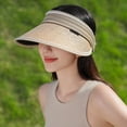 thumbnail image 5 of Trendy  Visors Large Eaves UV Protection Straw Hat Ponytail Hat Beach Hat Empty Top Hat PINK, 5 of 8