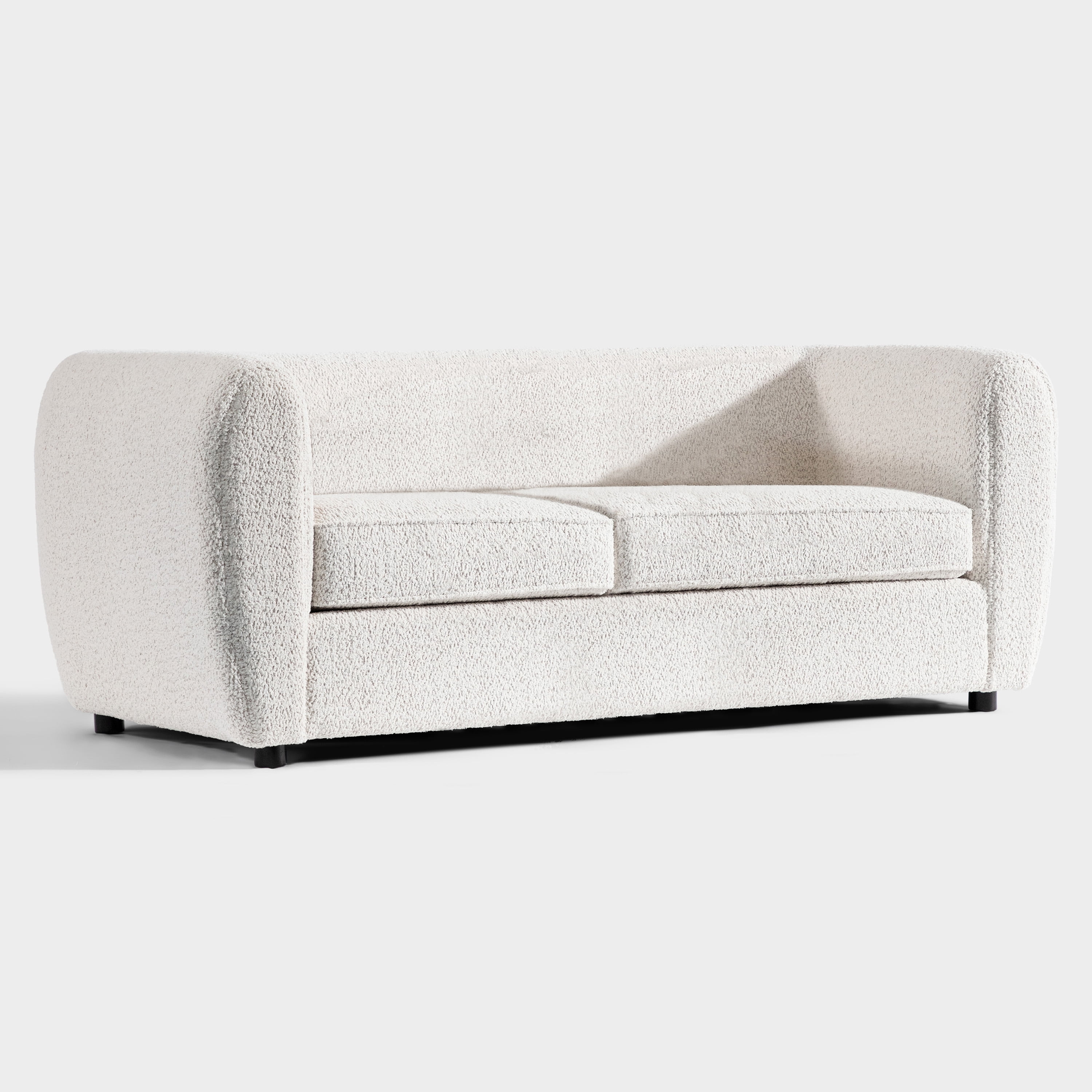 Furniture of America Nallia Tuxedo Style Upholstered Boucle Fabric White Sofa