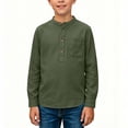 thumbnail image 5 of Hurxie Boys Linen Henley Shirt Long Sleeve Button Down Summer T-Shirt with Pocket Lightweight for Kids 11-12Years, 5 of 6