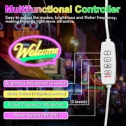Yoobao Welcome Neon Sign for Wall Decor 17x9, 5 Modes & 3 Strobes Dimmable LED Neon Light for Hotel Room Shop Business Wedding Bar Birthday Party Art