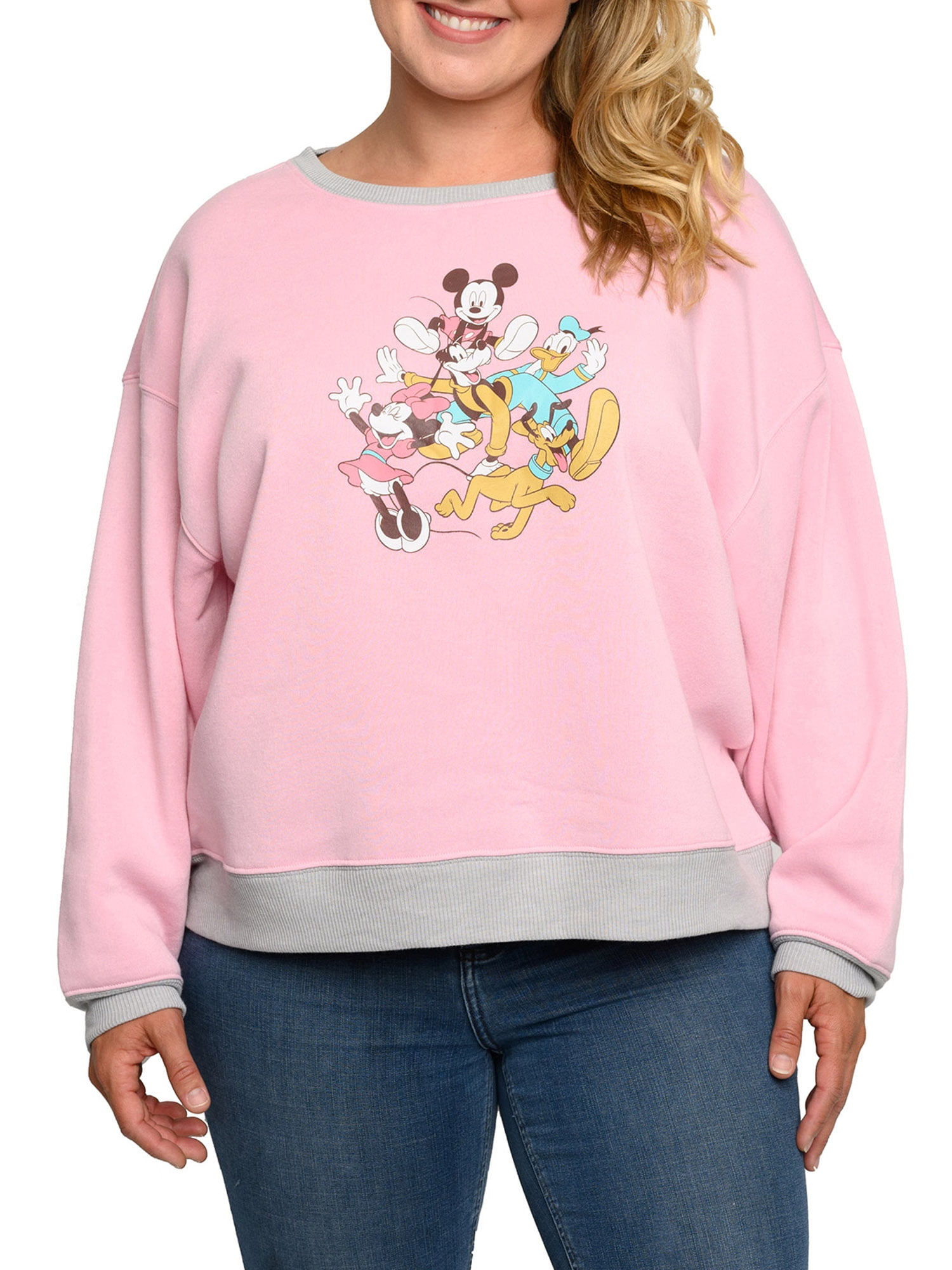 Disney Womens Plus Size Mickey Mouse Friends Fleece Long Sleeve Sweatshirt  Pink - Walmart.com