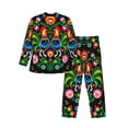 thumbnail image 2 of Kll Roosters And Flowers Sleepwear Mens Flannel Pajamas,Long Cotton Pj Set, 2 of 9