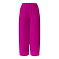 thumbnail image 4 of Lixiuxyad Women's Pants Women's Flowy Wide Leg Casual Pants High Waisted Elastic Waistband Lightweight Chiffon Comfortable Trousers With Pockets Purple, 4 of 5