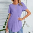 thumbnail image 2 of Women's Short Sleeve Tops Summer Casual Knit Loose Flowy Curved Hem Crew Neck Shirts Soft Breathable Blouses (XL, Purple), 2 of 7