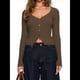 thumbnail image 3 of Cárdigan de Larga para Mujer, Suéter Corto de Punto Abierto, Chaqueta con Cuello en V y Botones para Otoño Café L, 3 of 10