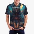 thumbnail image 1 of Balery Starry Sky Moon Wolf Leader Camisa Polo de Hombre con Estampado, de Manga Corta y Tejido Medio, Camisa Tipo Golf Polo-Small, 1 of 6