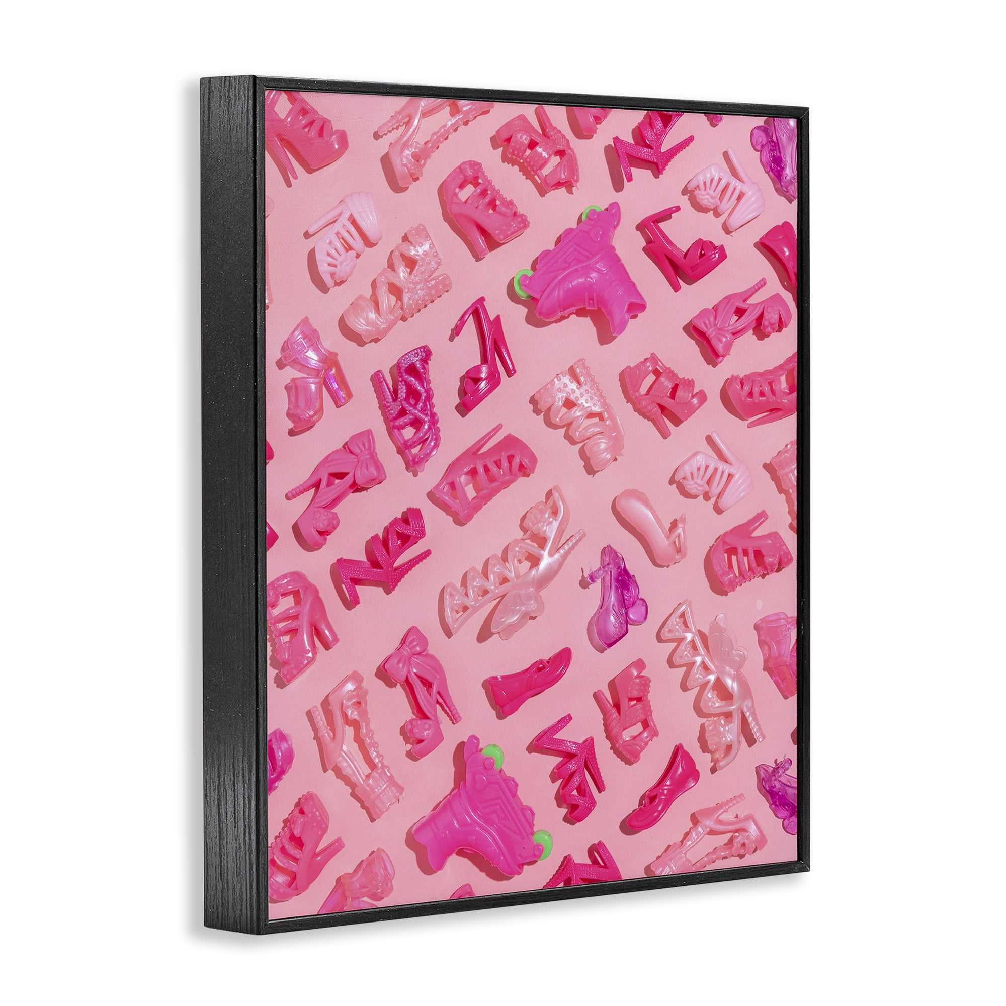 Stupell Industries Tiny Doll Shoes Pink Black Framed Giclee Art, design by LISH Creative