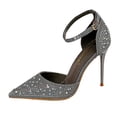 thumbnail image 2 of AUDeals Women's Pointed Toe Heels, Rhinestone Stiletto Pumps with Slingback Comfort for Wedding and Party Wear (Grey, 7), 2 of 4
