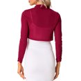 thumbnail image 3 of INSPIRE CHIC Women's Evening Open Front Long Sleeves Elegant Sheer Glitter Shrug XL Red, 3 of 6