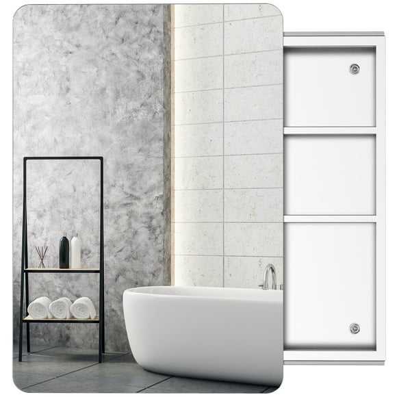 kleankin Wall-Mounted Medicine Cabinet with Mirror and Sliding Door, Silver