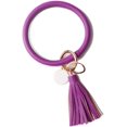 thumbnail image 1 of TRAHOO-Wristlet Keychain Bracelet Bangle Keyring Leather Round Tassel Keychain for Women Girl, 1 of 4