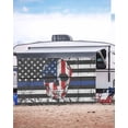 thumbnail image 5 of 4th of July RV Awning Sun Shade Screen 9'X15.3' American Flag Patriotic Skull Mesh Sunscreen Black White Red Stripe Awning Shade Screen with Zipper UV Blocker Completed Kits for RV Motorhome Camper, 5 of 7