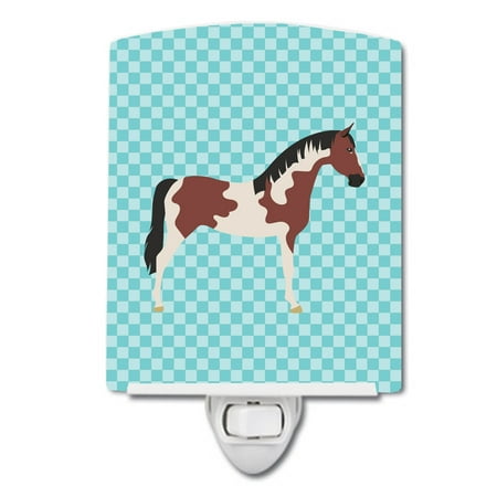 

Caroline s Treasures BB8081CNL Pinto Horse Blue Check Ceramic Night Light 6x4x3 multicolor