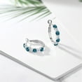 thumbnail image 4 of Gem Stone King 3.48 Cttw London Blue Topaz and White Topaz Hoop Earrings for Women | 925 Sterling Silver | Gemstone November Birthstone | Round 4MM and 3MM, 4 of 4