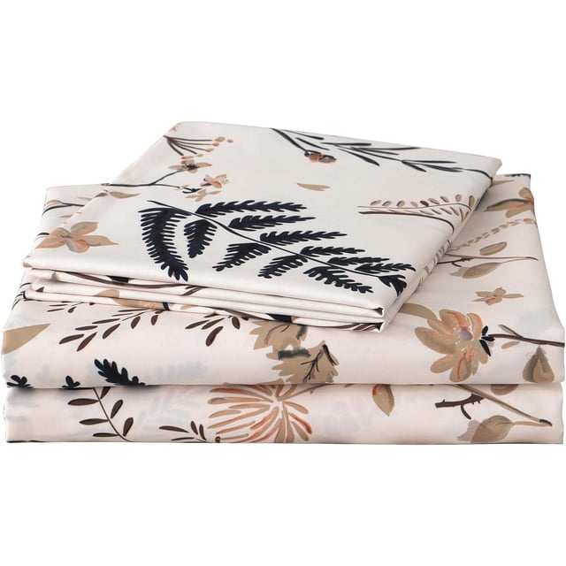 Floral Printed Sheet Set King Soft Microfiber Botanical Bed Sheets Extra Deep Pocket Pieces