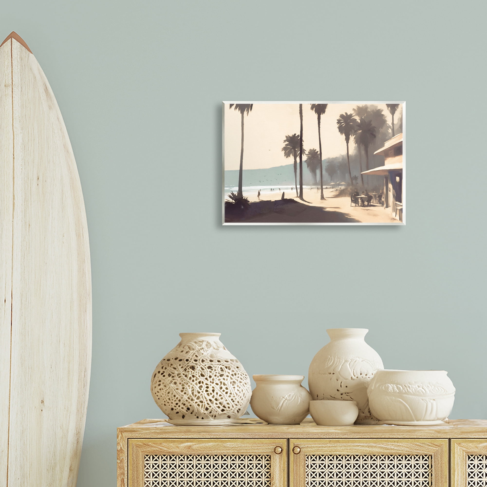 Stupell Industries Pink Canopy Beach Scene Landscape & Nature Painting Unframed Art Print Wall Art, 19 x 13
