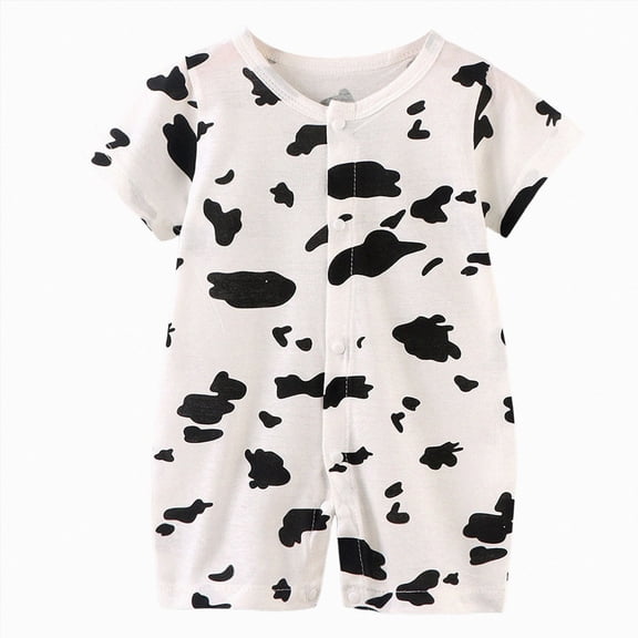 Newborn Baby Boy Girls Cute Print Romper Crew Neck Short Sleeve Toddler Summer Onesie Jumpsuit Bodysuit 0-24 Months Kaprioy Baby Boy Clothes