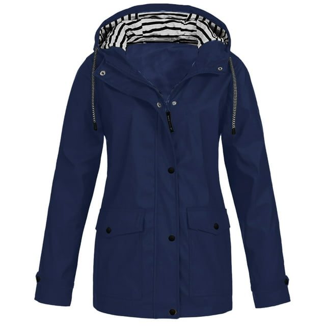 asdoklhq Clearance Coats Under $10.00 Plus Size,Women Solid Rain Jacket ...